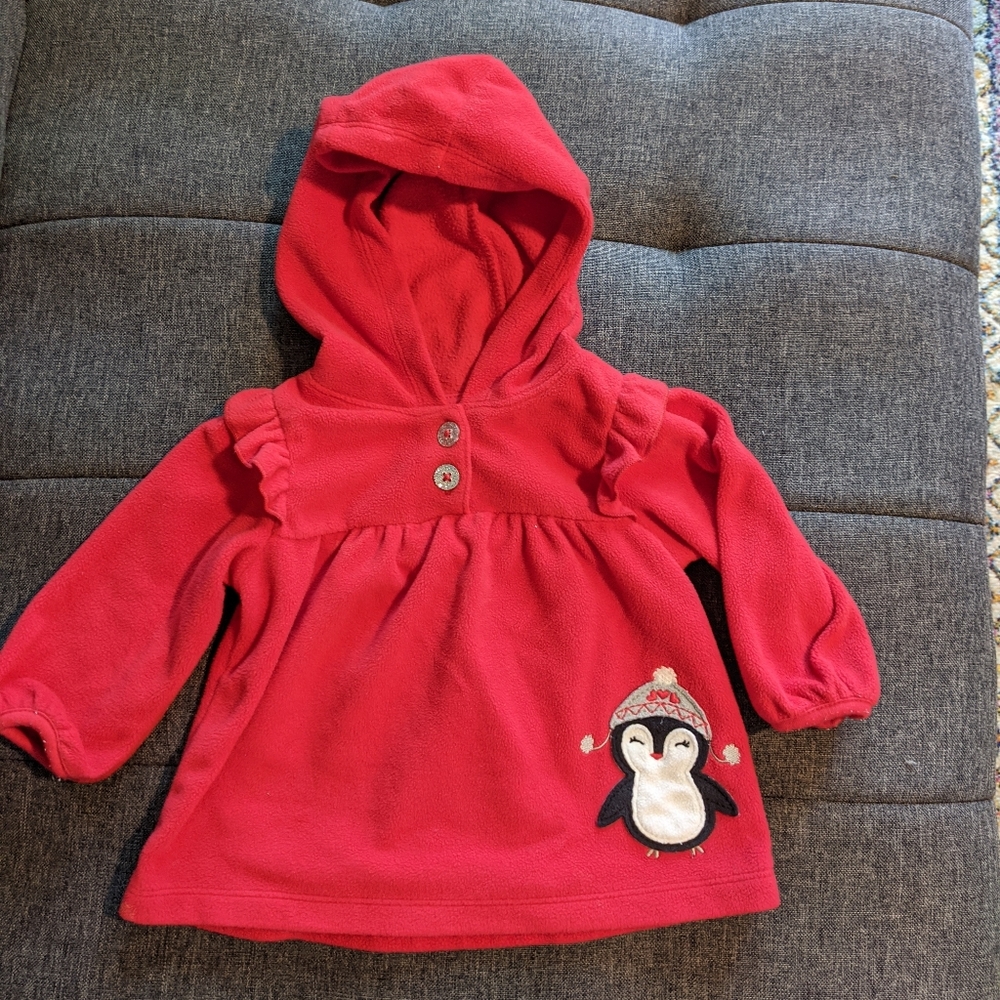 Baby girl red fleece hoodie jacket